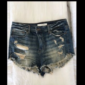 High Rise Ripped Jean Shorts